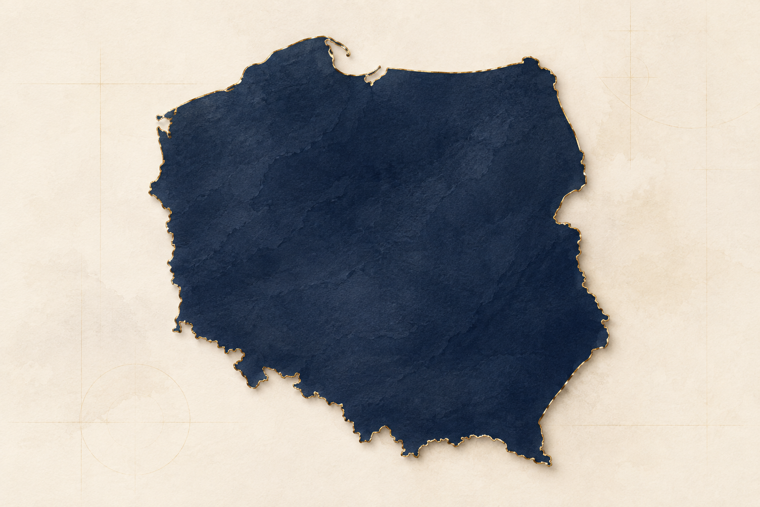 Mapa Polski z obszarem działania pracowni Q-artis